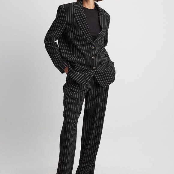 na-kd Jackets & Blazers - Stripped Black Oversized Suit by Na-Kd
